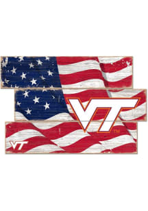 Virginia Tech Hokies Flag 3 Plank Sign