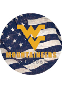 West Virginia Mountaineers Team Color Flag 12 Inch Circle Sign