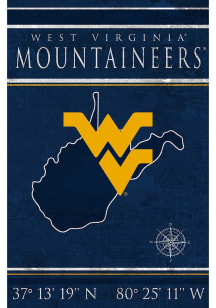 West Virginia Mountaineers Coordinates 17x26 Sign