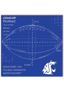 Washington State Cougars Ball Blueprint Sign