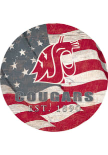 Washington State Cougars Team Color Flag 12 Inch Circle Sign