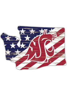 Washington State Cougars 12 Inch USA State Cutout Sign