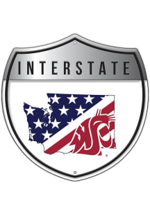Washington State Cougars Patriotic Interstate Metal Sign