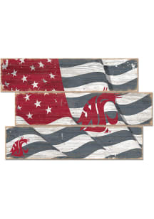 Washington State Cougars Flag 3 Plank Sign