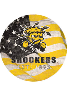 Wichita State Shockers Team Color Flag 12 Inch Circle Sign