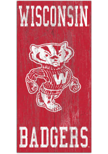 Red Wisconsin Badgers Heritage Logo 6x12 Sign