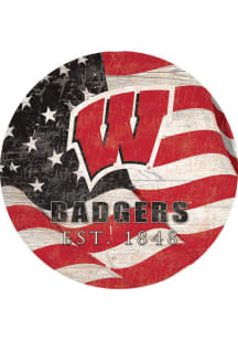 Wisconsin Badgers 24in Flag Circle Sign