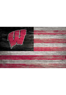 Wisconsin Badgers Distressed Flag 11x19 Sign