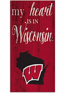 Wisconsin Badgers My Heart State Sign - Red