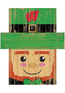 Wisconsin Badgers Leprechaun Head 6x5 Sign - Red