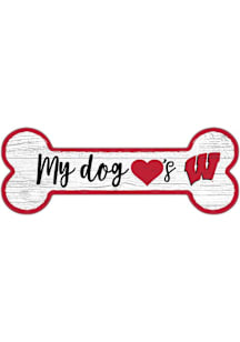 Wisconsin Badgers Dog Bone 6x12 Sign - Red