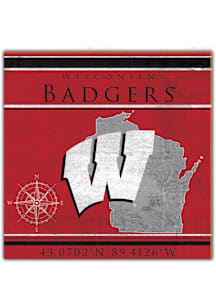 Wisconsin Badgers Coordinates Sign - Red