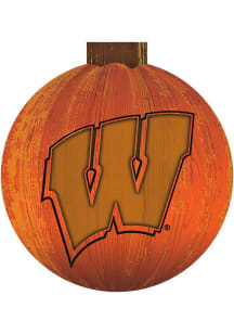 Red Wisconsin Badgers Halloween Pumpkin Sign