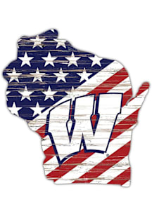 Wisconsin Badgers 12 Inch USA State Cutout Sign - Red