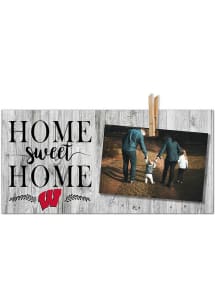 Wisconsin Badgers Home Sweet Home Clothespin Picture Frame