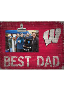 Red Wisconsin Badgers Best Dad Clip Picture Frame