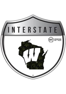 Red Wisconsin Badgers 12in OHT Camo Interstate Sign