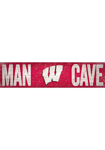 Wisconsin Badgers Man Cave 6x24 Sign - Red