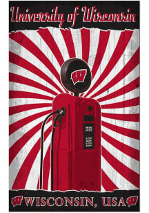 Red Wisconsin Badgers Retro Pump Location Sign