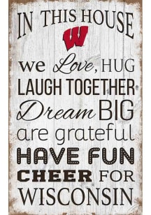 Red Wisconsin Badgers In This House 11x19 Sign