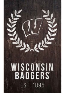 Red Wisconsin Badgers Laurel Wreath Sign