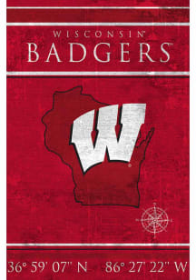 Wisconsin Badgers Coordinates 17x26 Sign