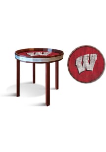 Wisconsin Badgers 24 Inch Barrel Top Side Red End Table
