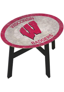Wisconsin Badgers Distressed Side Red End Table