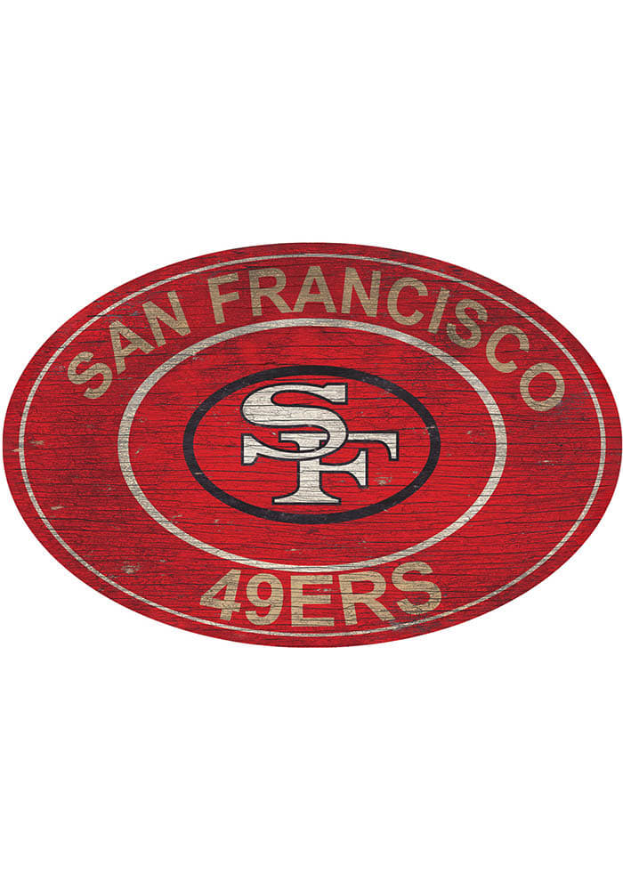 San Francisco 49ers 46 Heritage Logo Oval Sign - Sports Unlimited