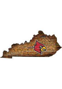 Louisville Cardinals Distressed State 24 Inch Sign