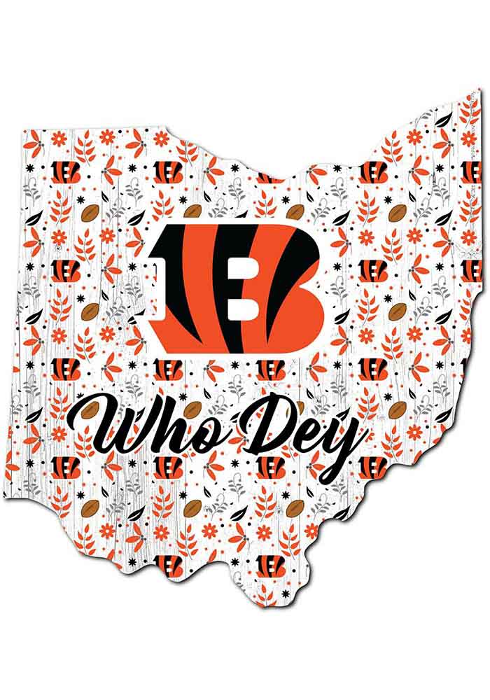 Cincinnati Bengals 24in Floral State Sign