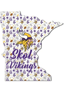 Minnesota Vikings 24in Floral State Sign