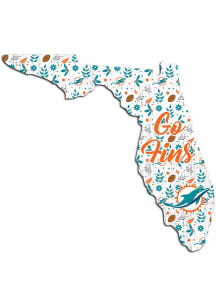 Miami Dolphins 12in Floral State Sign