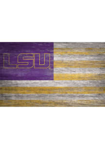 LSU Tigers Distressed Flag 11x19 Sign