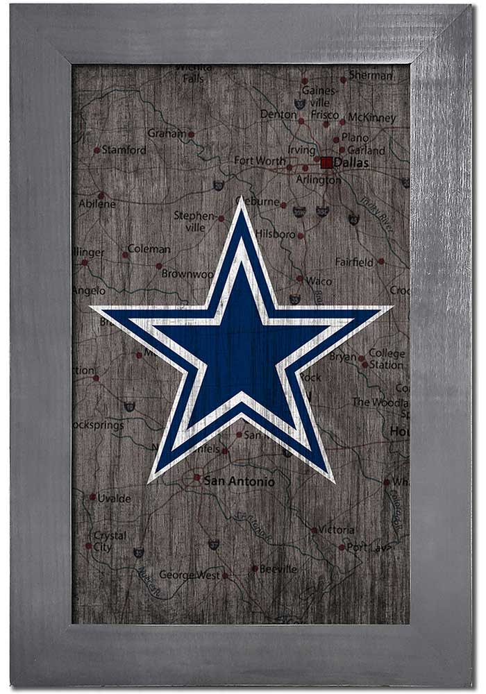 Dallas Cowboys City Map Sign Blue