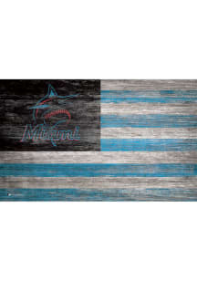 Miami Marlins Distressed Flag 11x19 Sign