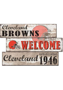 Cleveland Browns 3 Plank Welcome Sign