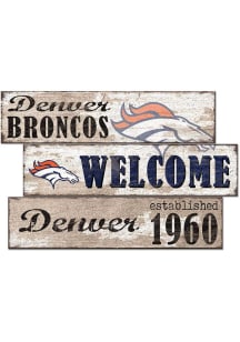 Denver Broncos 3 Plank Welcome Sign