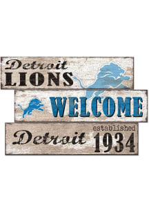 Detroit Lions 3 Plank Welcome Sign