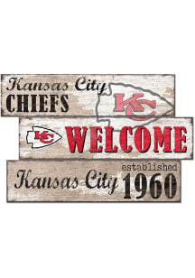 Kansas City Chiefs 3 Plank Welcome Sign