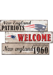 New England Patriots 3 Plank Welcome Sign