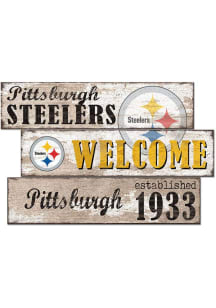 Pittsburgh Steelers 3 Plank Welcome Sign