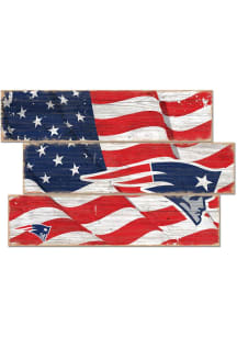 New England Patriots 3 Plank Flag Sign