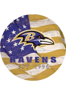 Baltimore Ravens Team Color Flag 12in Circle Sign