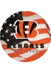 Cincinnati Bengals Team Color Flag 12in Circle Sign
