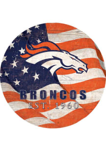 Denver Broncos Team Color Flag 12in Circle Sign