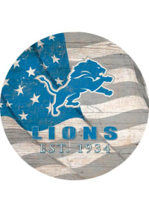 Detroit Lions Team Color Flag 12in Circle Sign