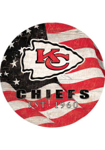 Kansas City Chiefs Team Color Flag 12in Circle Sign