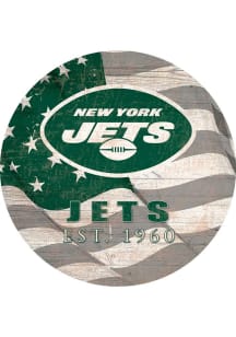 New York Jets Team Color Flag 12in Circle Sign