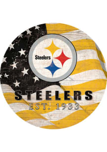 Pittsburgh Steelers Team Color Flag 12in Circle Sign